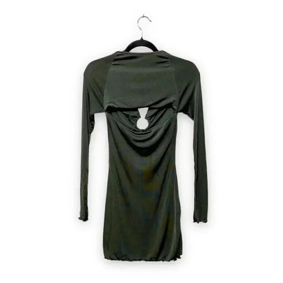 NWT Lovers + Friends Marais Cutout Mini Dress Shrug in Olive Green Size XS - Picture 5 of 11